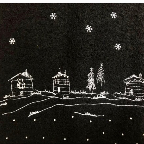 Vtg 90s Black Embroidered Cardigan Sweater, 100% Wool, Beaded, Christmas, Sz M - Picture 6 of 10